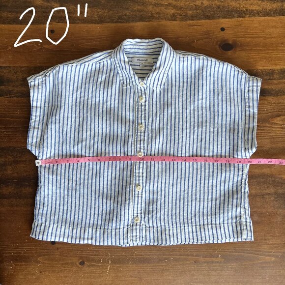 Madewell Striped Dolman Cropped Collared Button Up Shirt - Picture 12 of 13